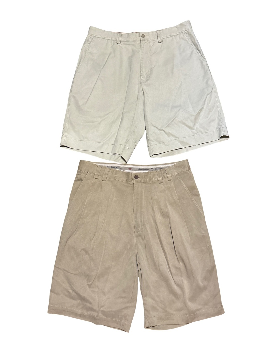 Tommy Bahama Men's Flat Front Shorts Duo in Cream and Tan